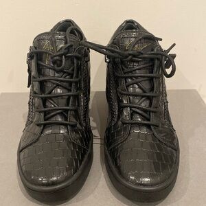 Giuseppe Zanotti Black fashion sneakers with hidden wedges in size 38.